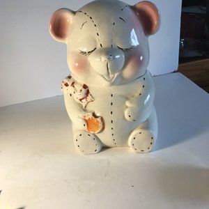 Vintage Bear Cookie Jar Bisque Eyes Are Closed Japan